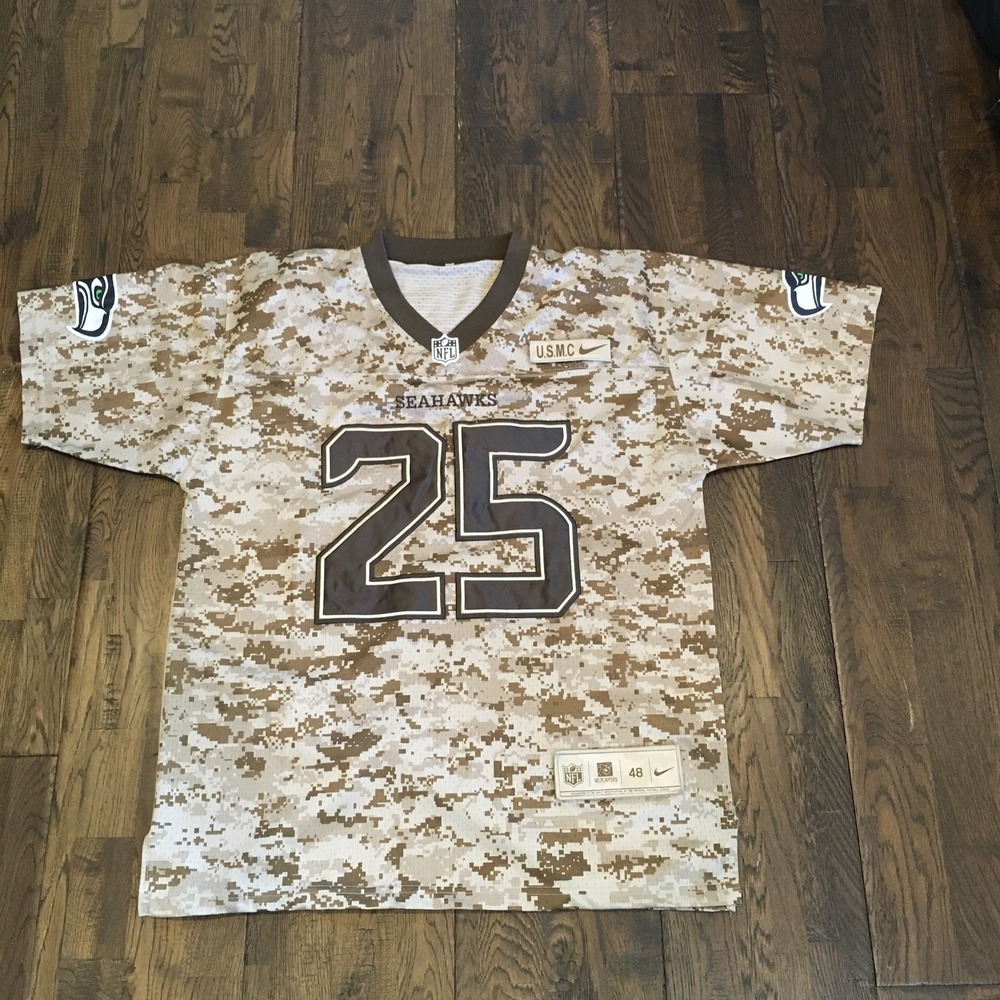 Nike Richard Sherman 25 Salute to Troops Jersey Desert Camo USMC Seahawks XL